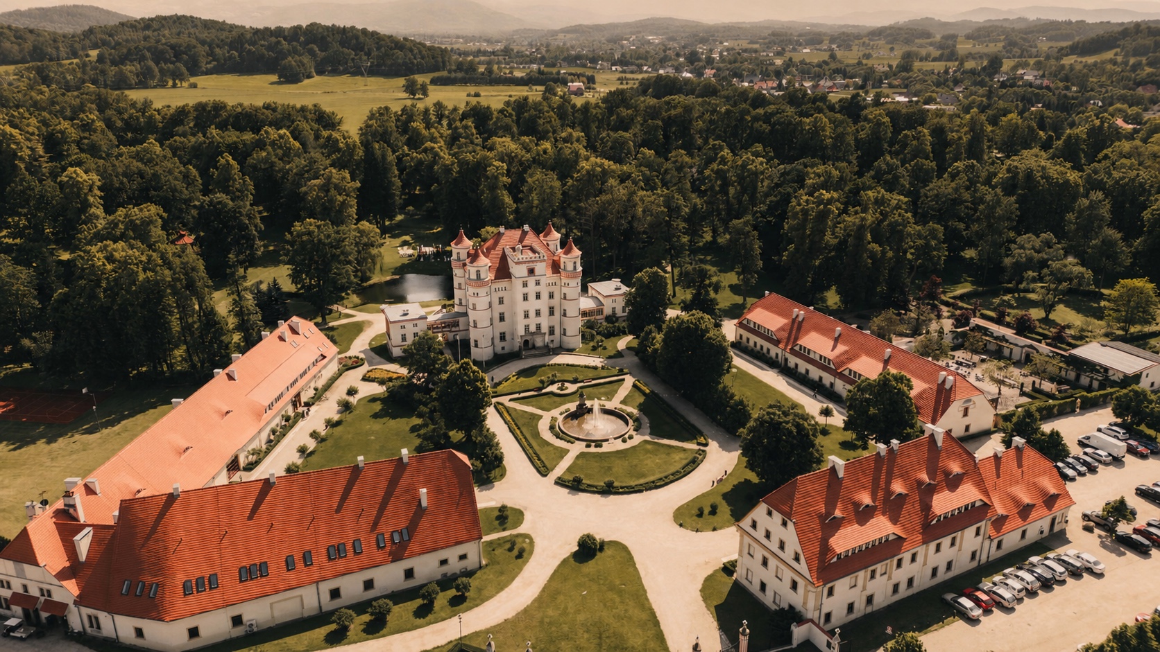 Pałac Wojanów widziany z lotu ptaka